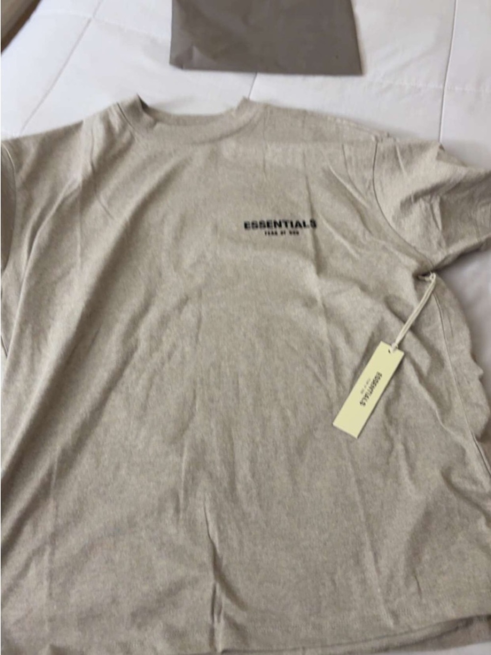 ESSENTIALS Men’s Light Beige Logo Short Sleeve T-Shirt